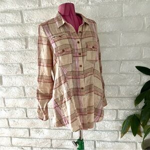 Free People Relaxed Long Sleeve Shirt Sz M